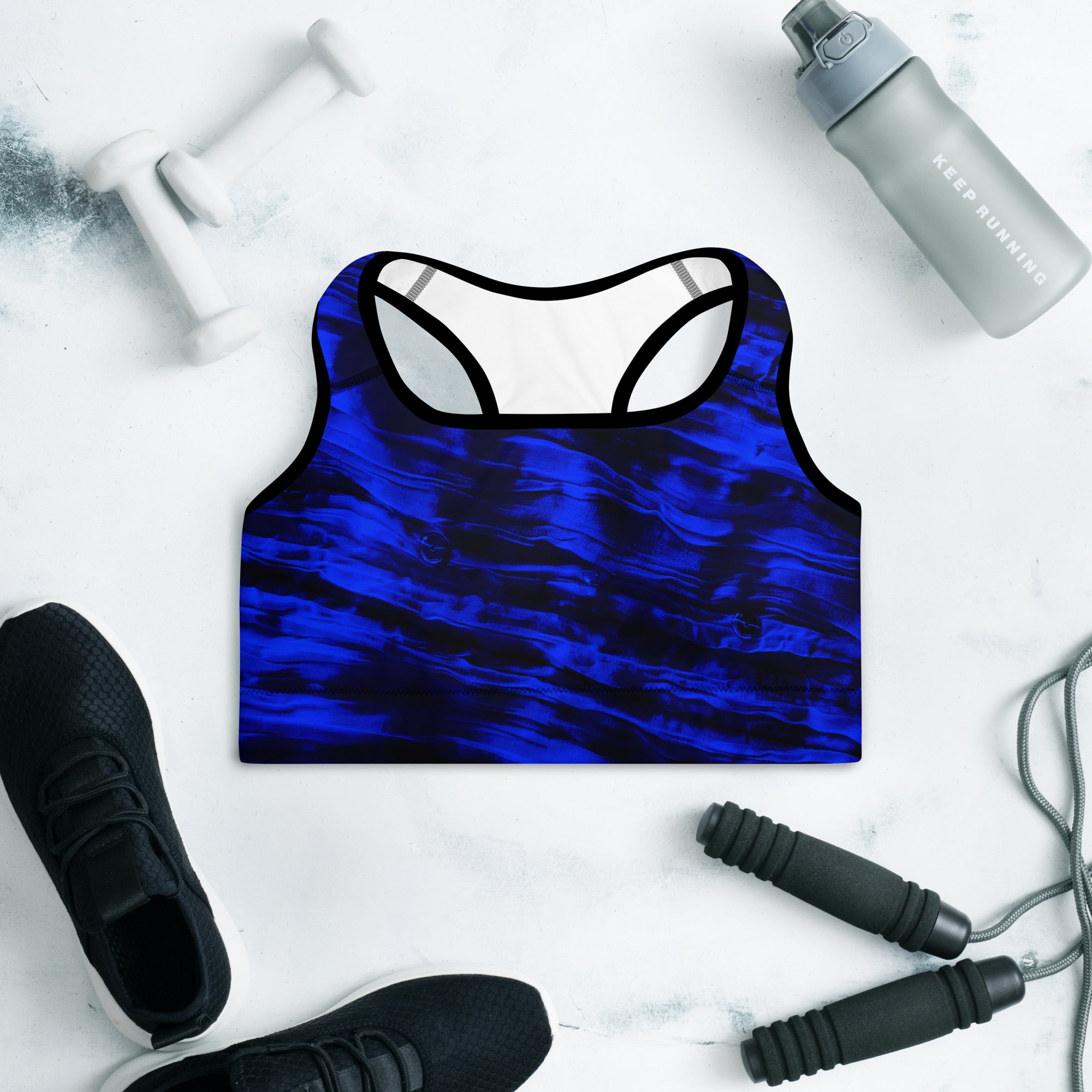 Blue Black Sports Bra. Gym top or Dance top. Yoga top or bra. Mood Indigo by WickedYo.